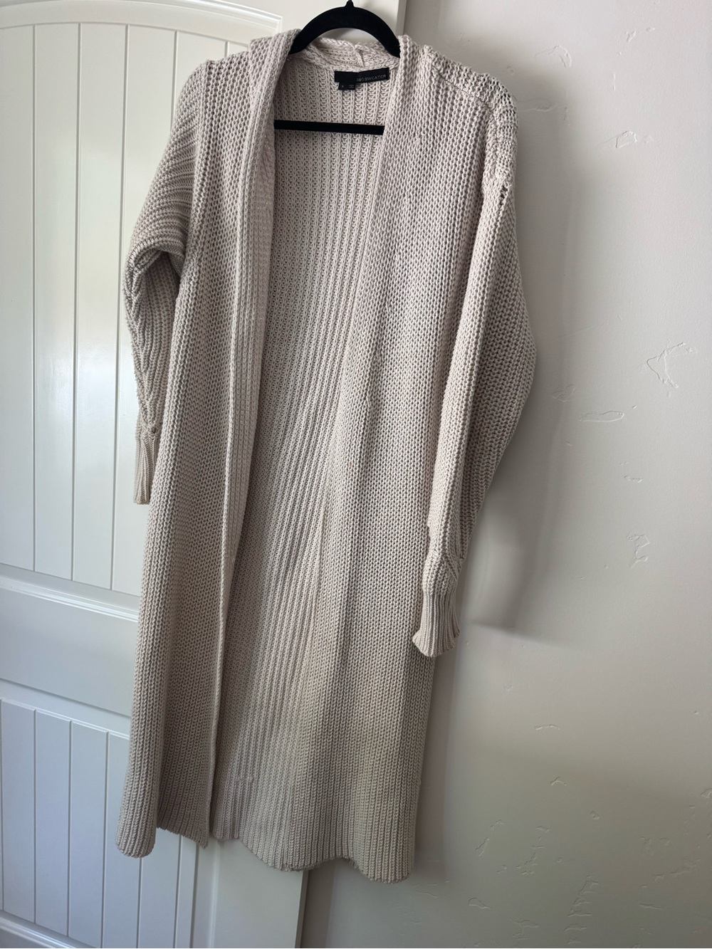 360 Sweater Long Open-Front Ribbed Cardigan - Cream